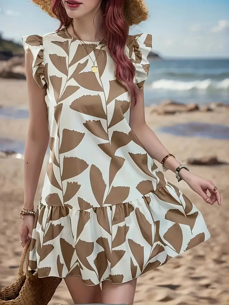 Chanda - Vestido estampado con mangas fruncidas