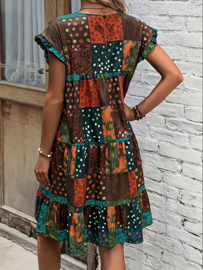 Winifred - Vestido estampado con mangas fruncidas