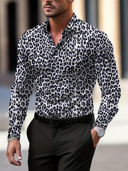 Anthony - Camisa estampada con estampado de leopardo para hombre