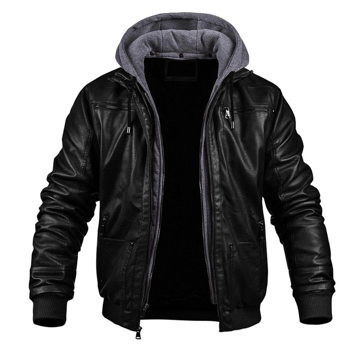 Benjamin - Elegante chaqueta de invierno de cuero de primera calidad con capucha.