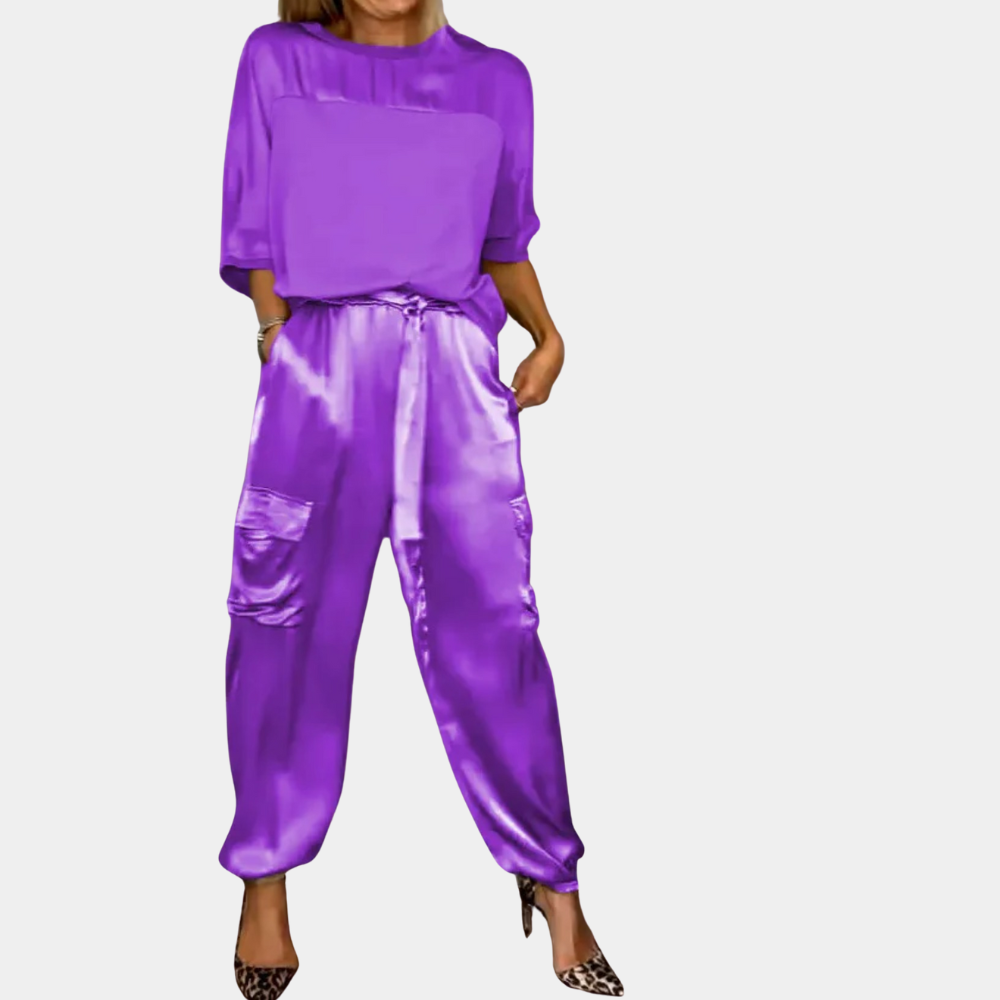 Danika -Elegante conjunto de satén chic [top+pantalones]