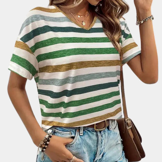 Charlotta - Camiseta casual de rayas para mujer