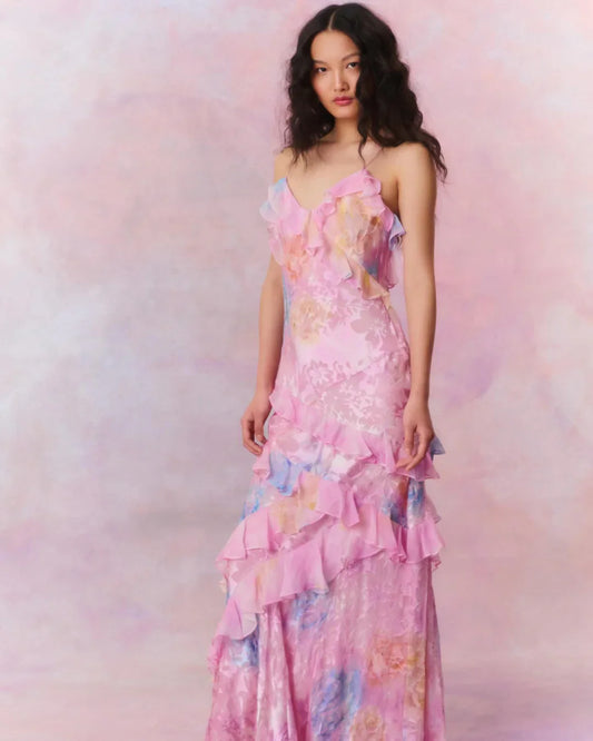 Elaine - Vestido largo estampado sin mangas para mujer