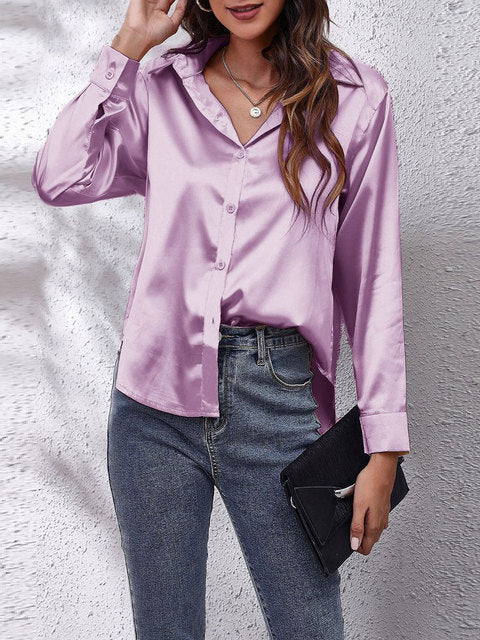 Louise - Camisa de seda de manga larga para mujer