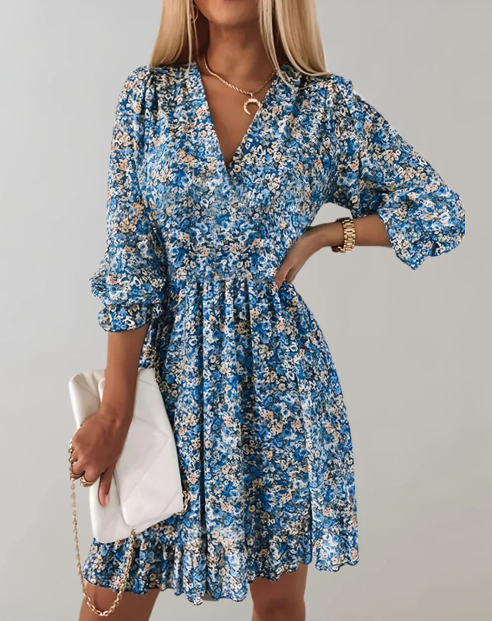 Sarah - Minivestido floral con cuello en V