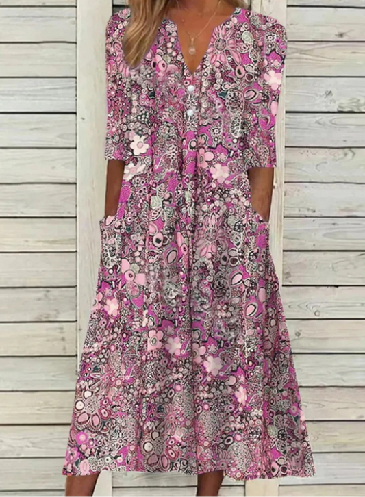 Edith - Maxivestido de manga corta y cuello en V