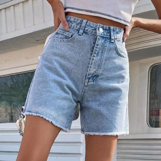 Camille - Pantalones cortos vaqueros adelgazantes de cintura alta para mujer