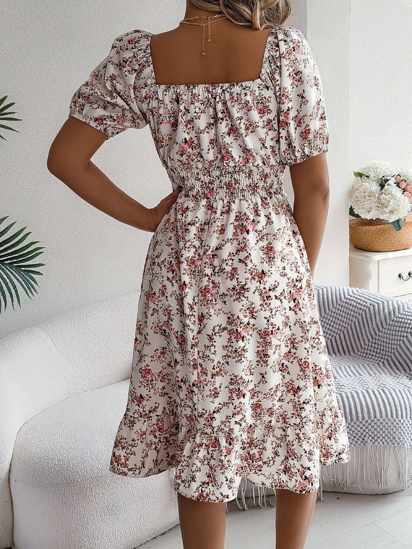 Vivian - Vestido floral femenino con mangas abullonadas