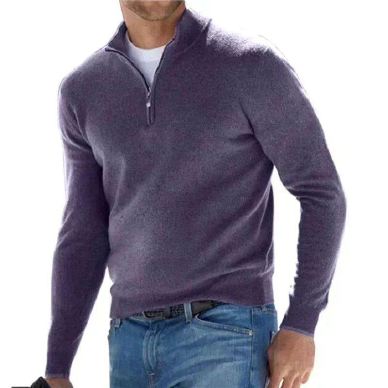 Ralf polo - Suéter elegante con cremallera para hombre