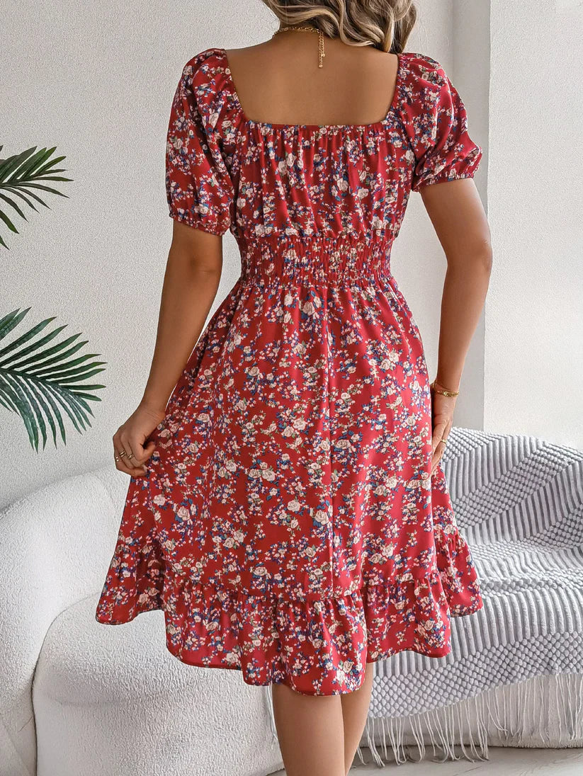 Vivian - Vestido floral femenino con mangas abullonadas