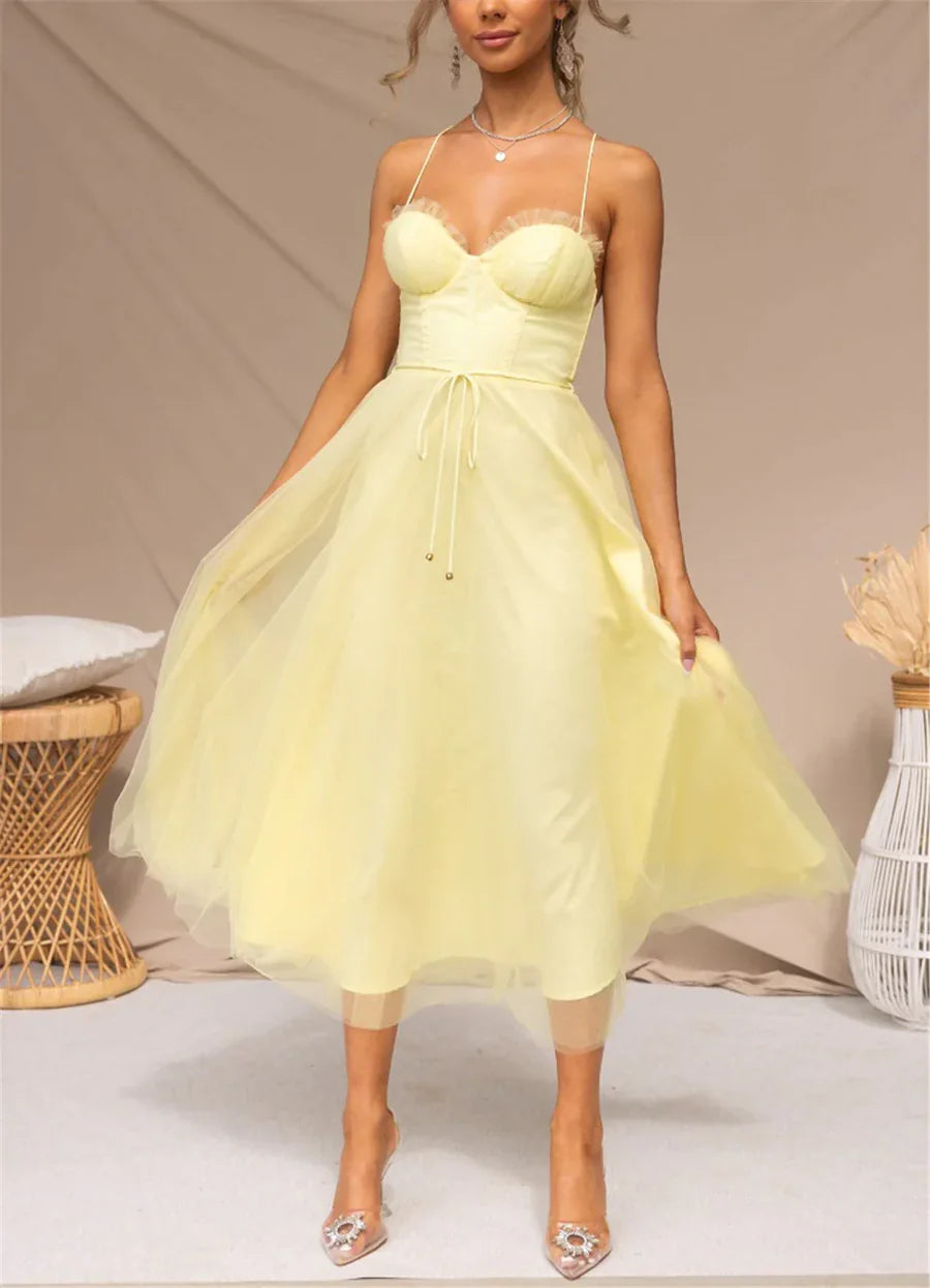Dorothy - Vestido midi de tul sin mangas y sin espalda