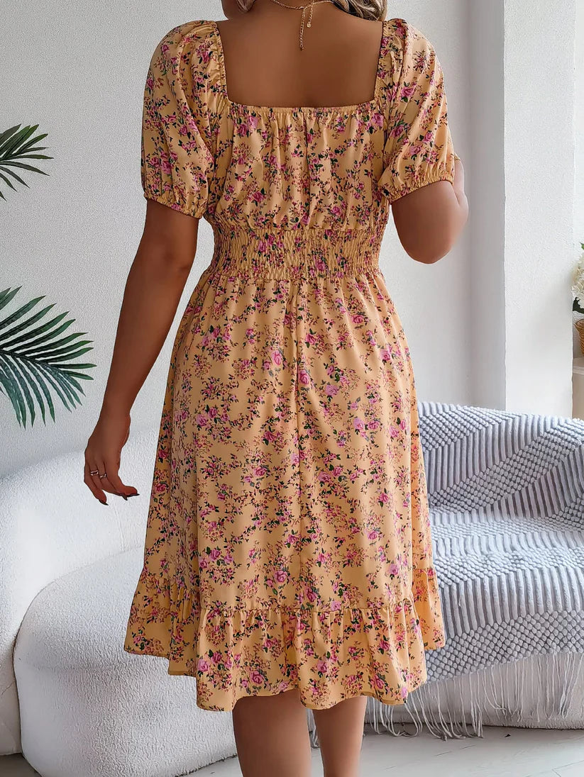 Vivian - Vestido floral femenino con mangas abullonadas