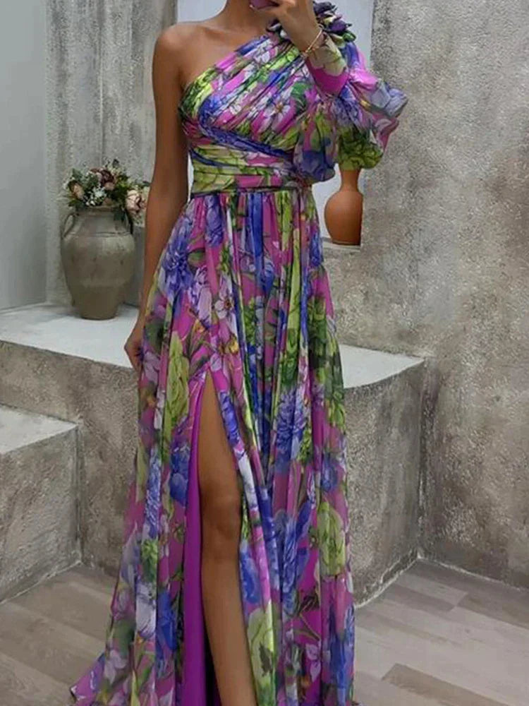Lilac - Elegante vestido con un hombro