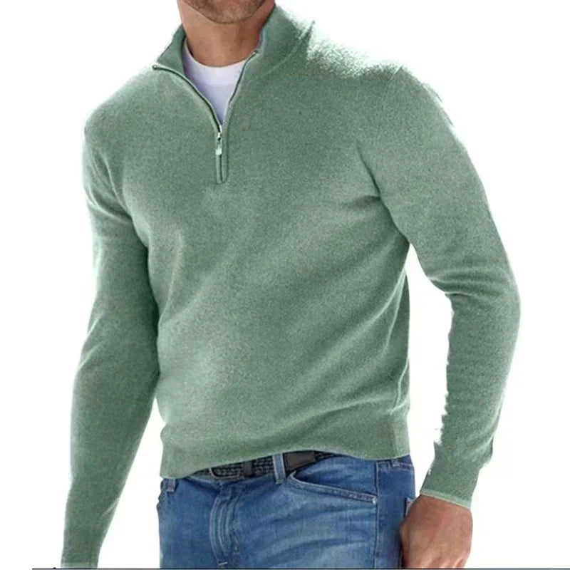 Ralf polo - Suéter elegante con cremallera para hombre
