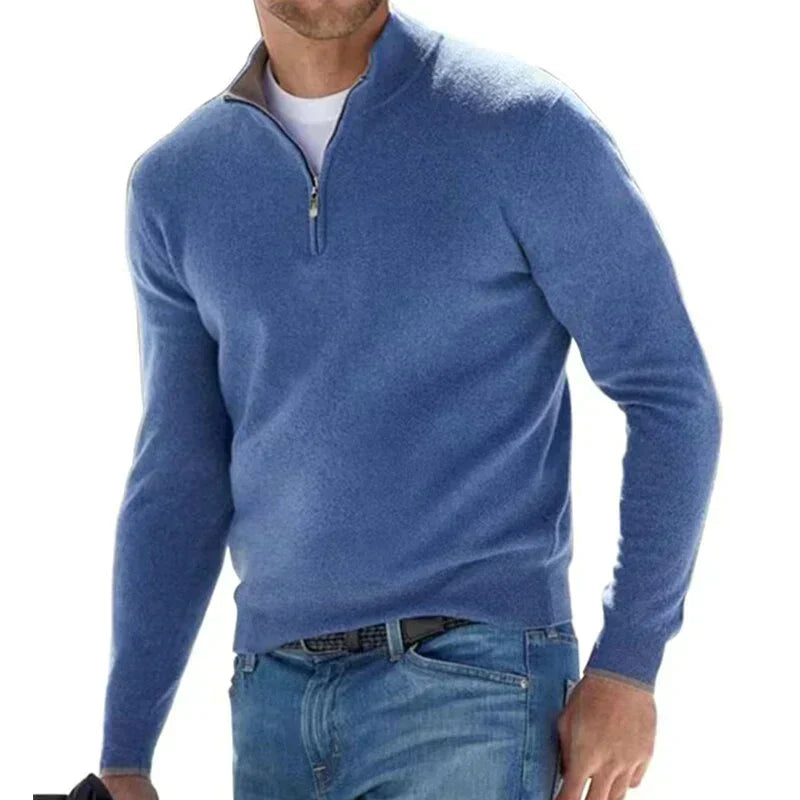 Ralf polo - Suéter elegante con cremallera para hombre