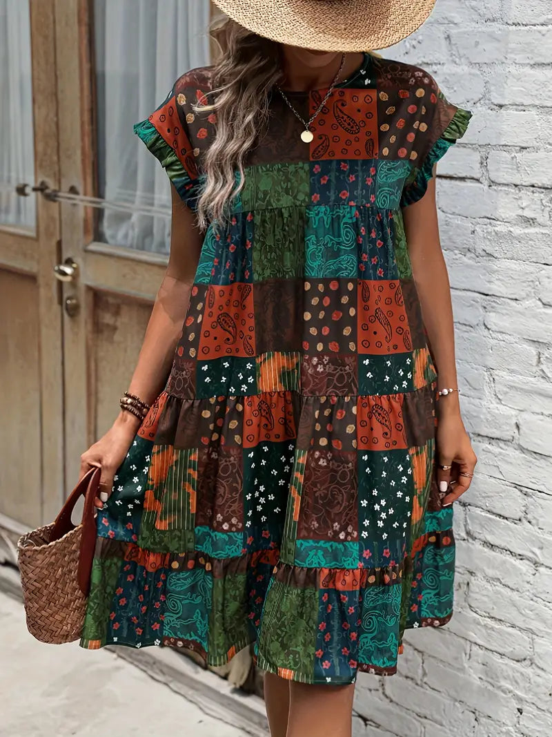 Winifred - Vestido estampado con mangas fruncidas