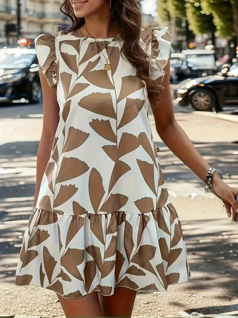 Chanda - Vestido estampado con mangas fruncidas