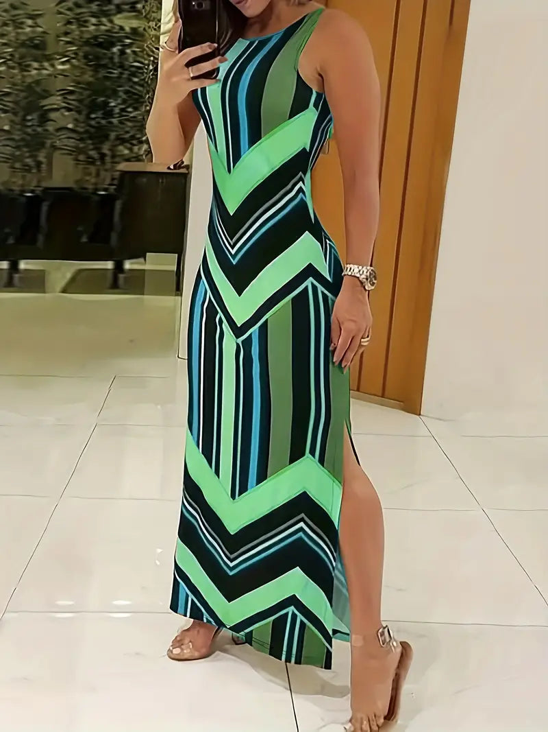 Janet - Maxi vestido sin mangas con abertura lateral