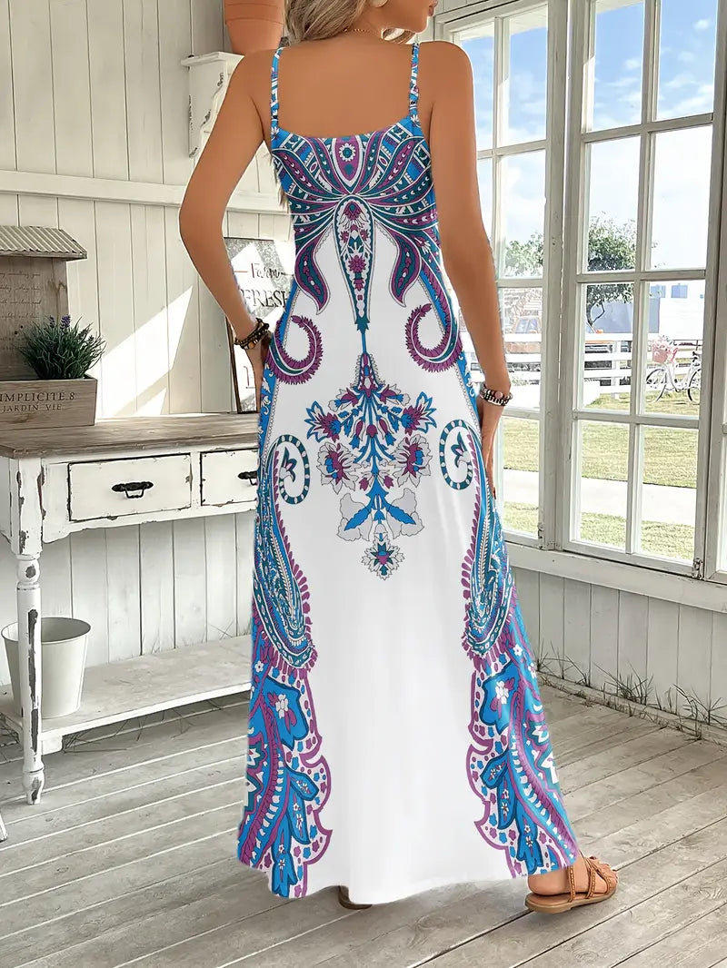 Martha - Maxivestido estampado sin mangas para mujer