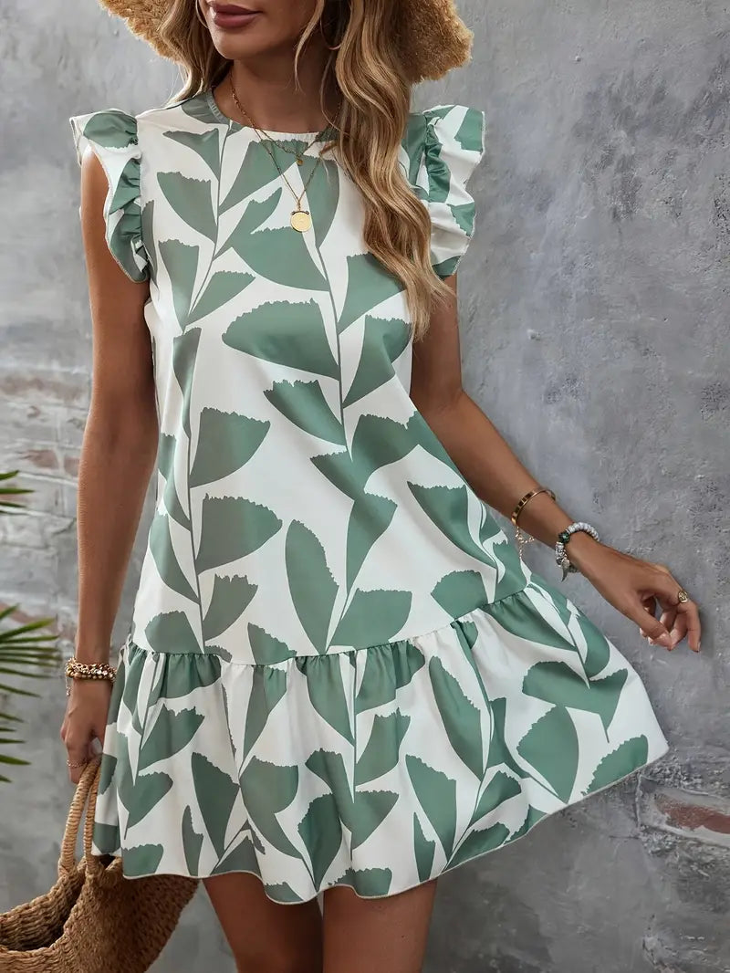 Chanda - Vestido estampado con mangas fruncidas