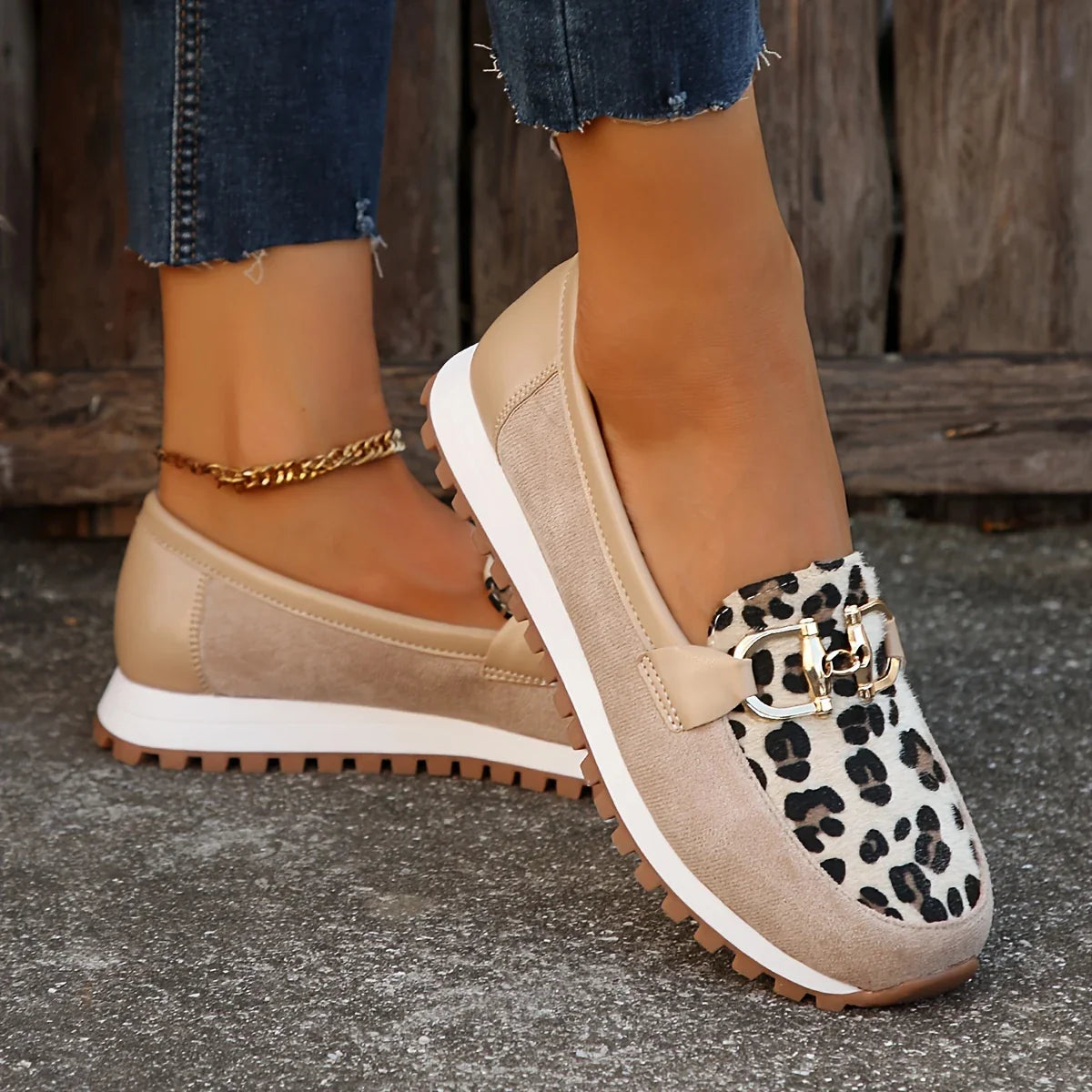 Rebaca - Zapatos planos con estampado de leopardo para mujer