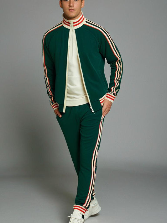 Conjunto de chándal y pantalón deportivo de rayas para hombre