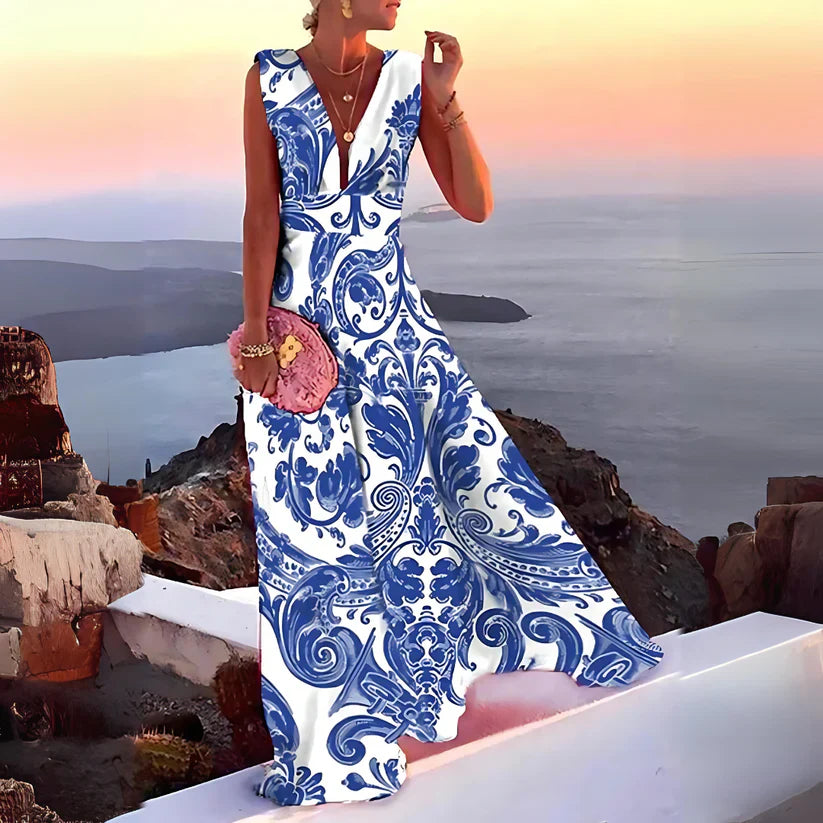 Adelia - Elegante vestido estampado sin mangas para mujer
