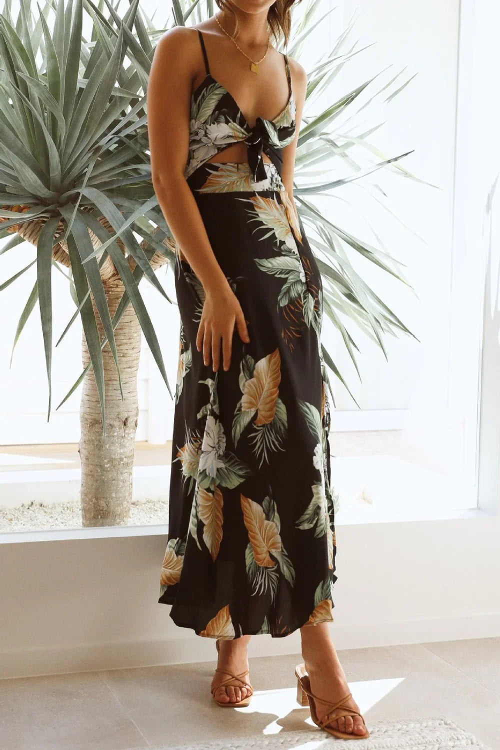 Lillian - Vestido largo estampado sin mangas para mujer