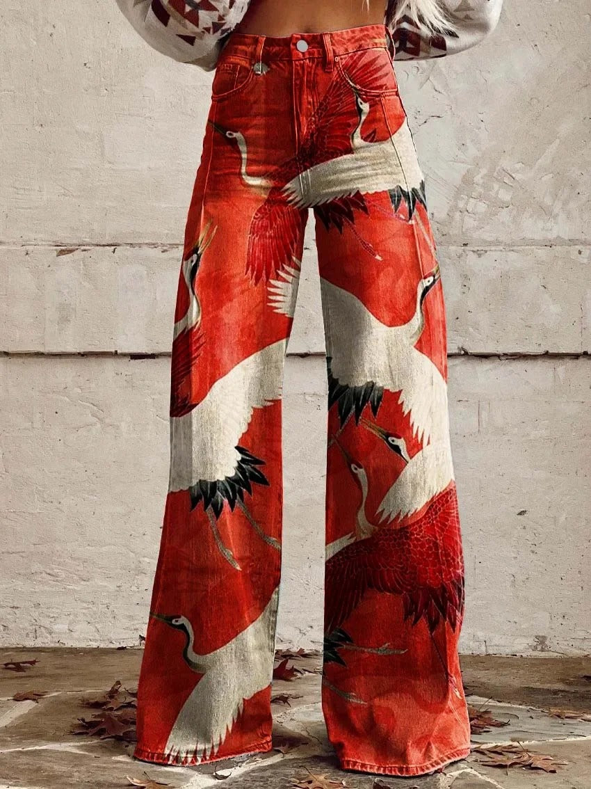 Anzhela – Pantalón ancho con estampado colorido