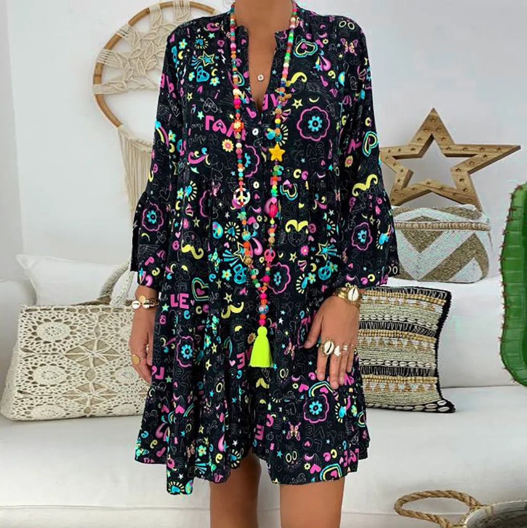 Aurora - Vestido estampado vintage