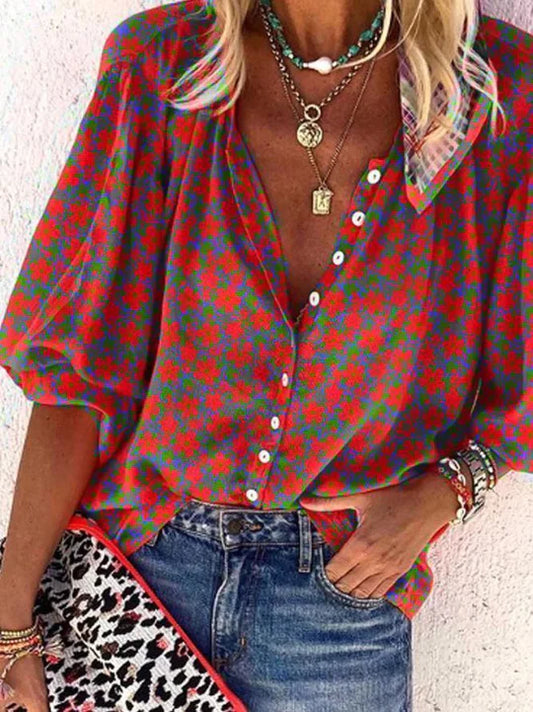 Maude - Top floral con botones vintage